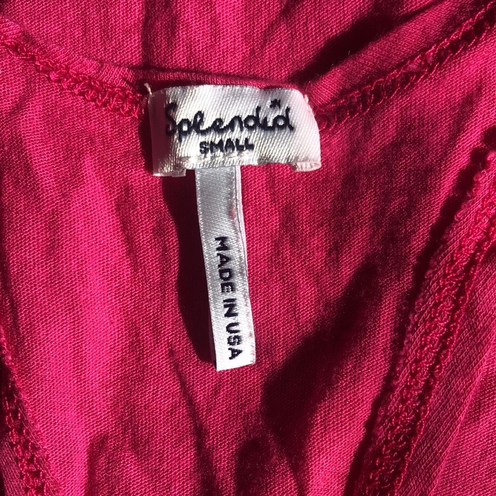 Splendid Pink Plunge Racerback Deep Arm Openings Tank Top - Picture 7 of 7